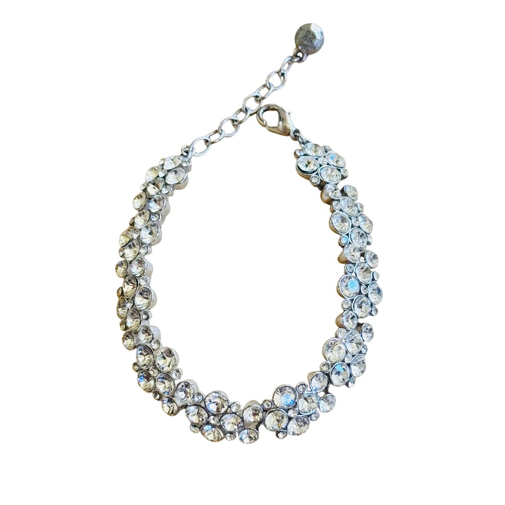 Givenchy Tennis Flex Bracelet Cluster Crystal Rhinestone Silver Designer